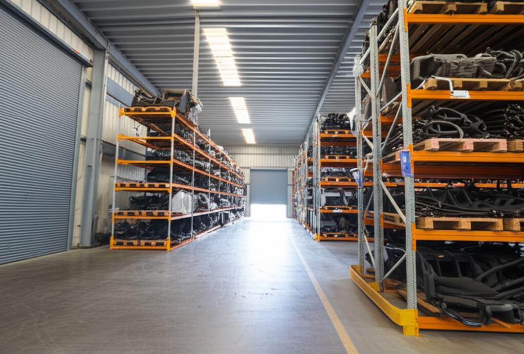 4WD parts being assessed for scrap value at a dismantling facility