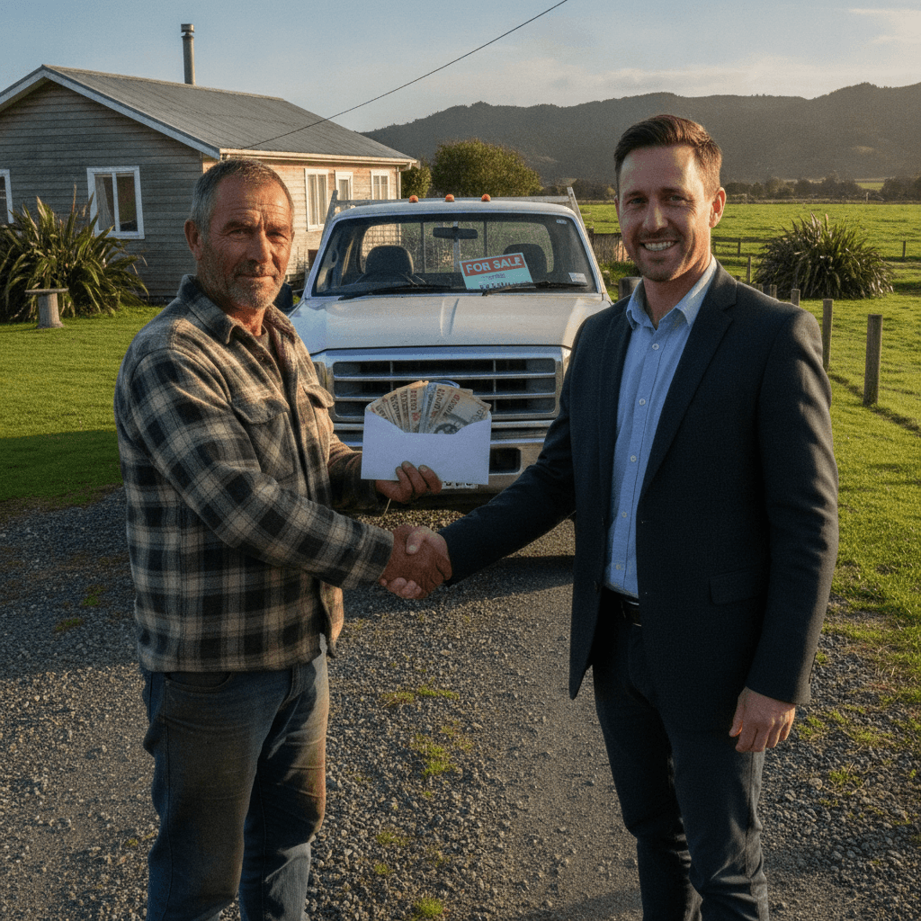 Cash payment for truck sale in Wellington